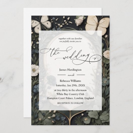 Bruiloft uitnodigen ontwerp van Moonlit Garden Kaart (Voorkant / Achterkant)