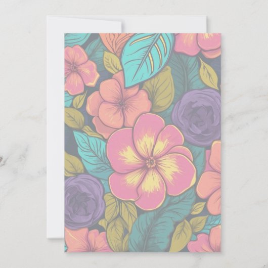 Bruiloft uitnodigen ontwerp van Neon Florals Kaart (Achterkant)
