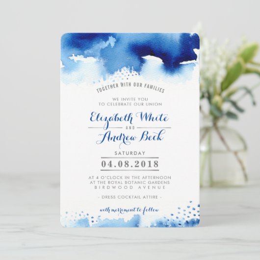 BRUILOFT UITNODIGEN stijlvolle chique waterverf do Kaart (Staand voorkant)