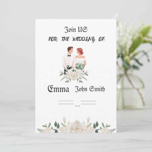 bruiloft uitnodiging (Staand voorkant)