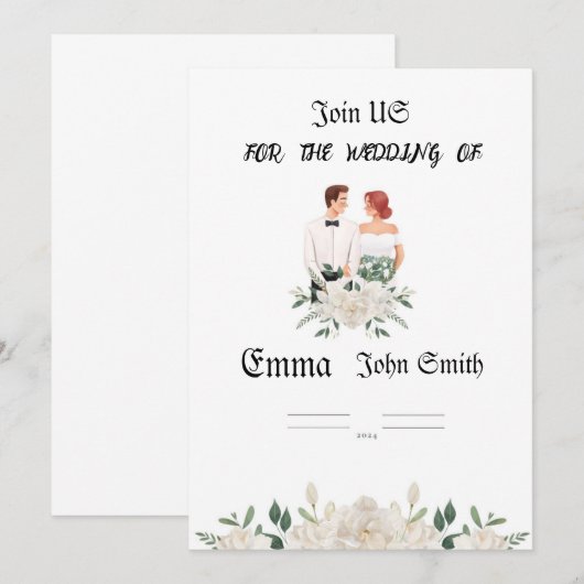 bruiloft uitnodiging (Voorkant / Achterkant)