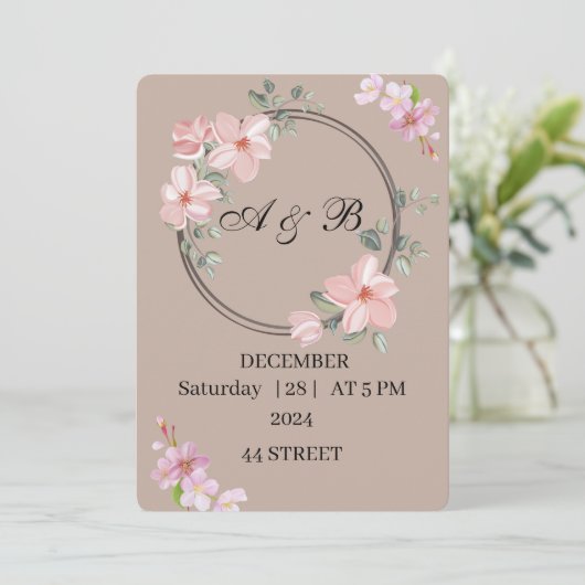 Bruiloft uitnodiging (Staand voorkant)