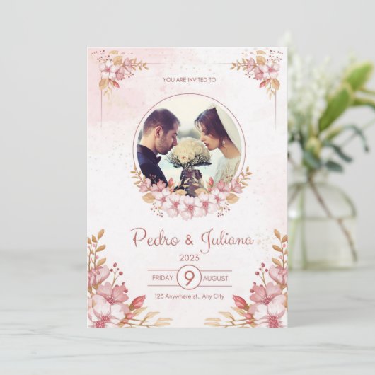 bruiloft uitnodiging 2024 (Staand voorkant)