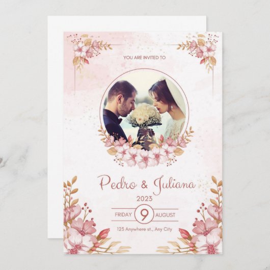 bruiloft uitnodiging 2024 (Voorkant / Achterkant)