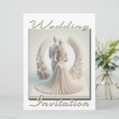 Bruiloft uitnodiging 3D Paar in cirkel van bloemen (Staand voorkant)