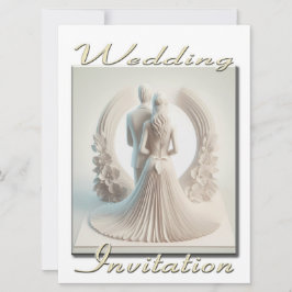 Bruiloft uitnodiging 3D Paar in cirkel van bloemen