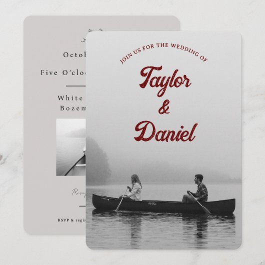 Bruiloft uitnodiging aangepaste foto (Voorkant / Achterkant)