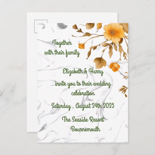 Bruiloft uitnodiging Aankondiging Briefkaart (Voorkant / Achterkant)