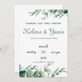 Bruiloft uitnodiging aankondiging in modern groen (Voorkant / Achterkant)