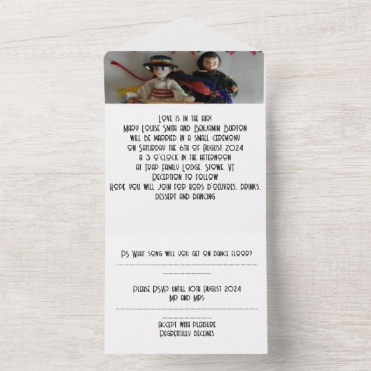 Bruiloft uitnodiging alles in één (Binnen)