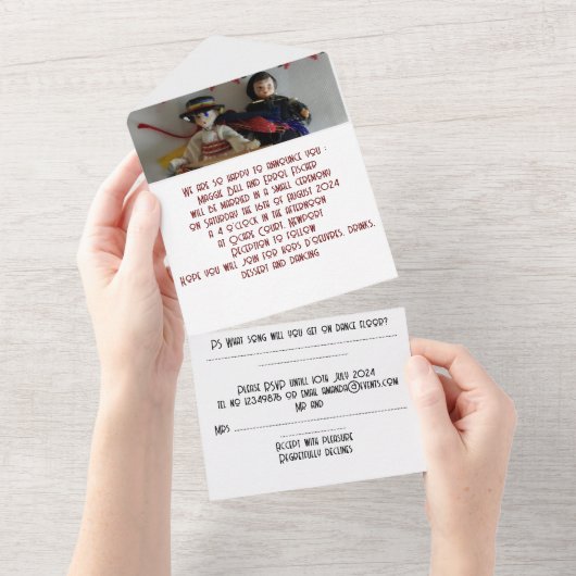 Bruiloft uitnodiging alles in één (Afscheurbaar)