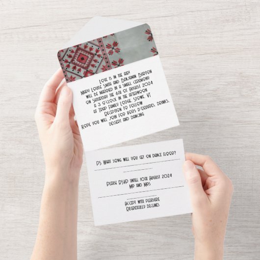 Bruiloft uitnodiging alles in één (Afscheurbaar)