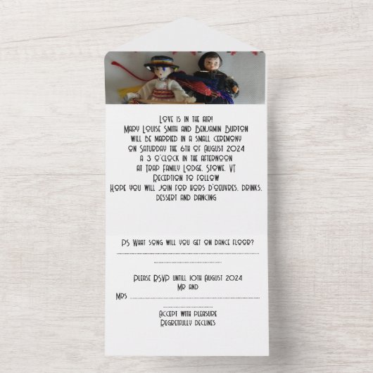 Bruiloft uitnodiging alles in één (Binnen)