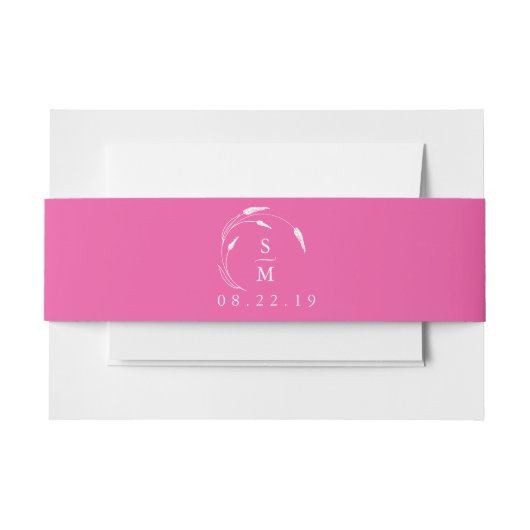 Bruiloft Uitnodiging Belly Bands Levendig Roze Uitnodigingen Wikkel (Voorkant Voorbeeld)