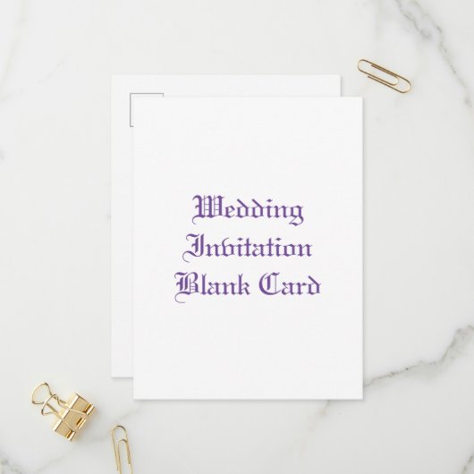 BRUILOFT UITNODIGING BLANCO UITNODIGING BRIEFKAART (Voorkant / Achterkant in situ)