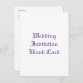 BRUILOFT UITNODIGING BLANCO UITNODIGING BRIEFKAART (Voorkant / Achterkant)