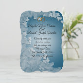 Bruiloft uitnodiging, Blauwgroen blauw met Ivy aan Kaart (Staand voorkant)