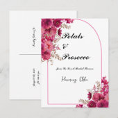 BRUILOFT UITNODIGING 'BLOEMEN & PROSECCO', ROZE (Voorkant / Achterkant)