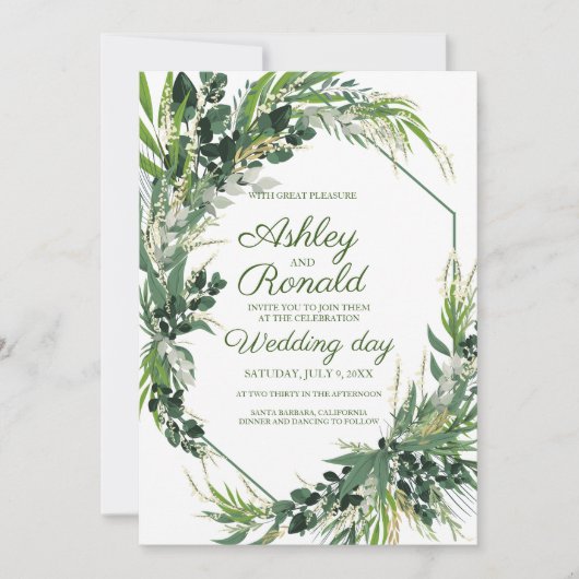 Bruiloft uitnodiging Boheemse groen kruid (Voorkant)