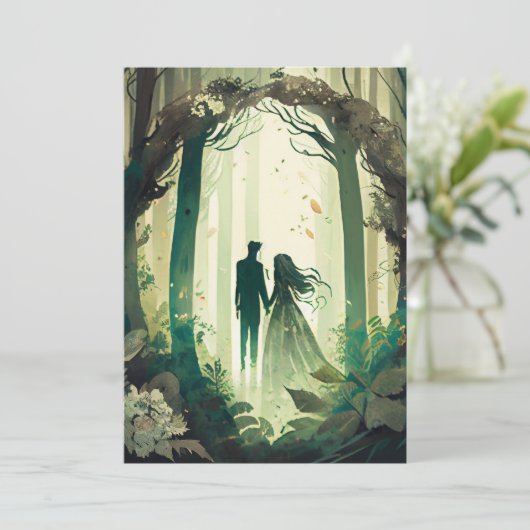 bruiloft-uitnodiging-bos kaart (Staand voorkant)