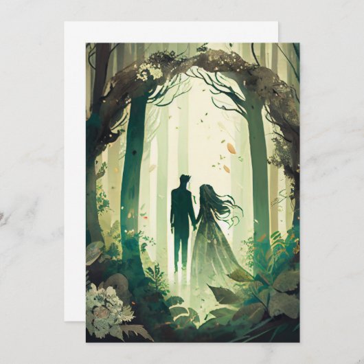 bruiloft-uitnodiging-bos kaart (Voorkant / Achterkant)