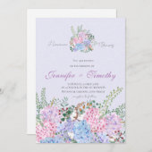 Bruiloft uitnodiging Botanische hortensia bloemen (Voorkant / Achterkant)