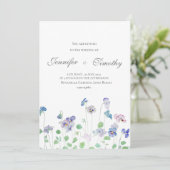 Bruiloft uitnodiging Botanische pansies (Staand voorkant)