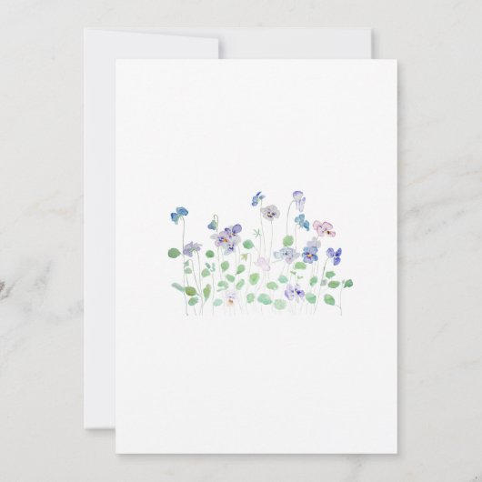 Bruiloft uitnodiging Botanische pansies (Achterkant)