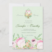 Bruiloft uitnodiging Botanische protea bloemen (Voorkant)