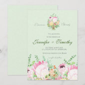 Bruiloft uitnodiging Botanische protea bloemen (Voorkant / Achterkant)