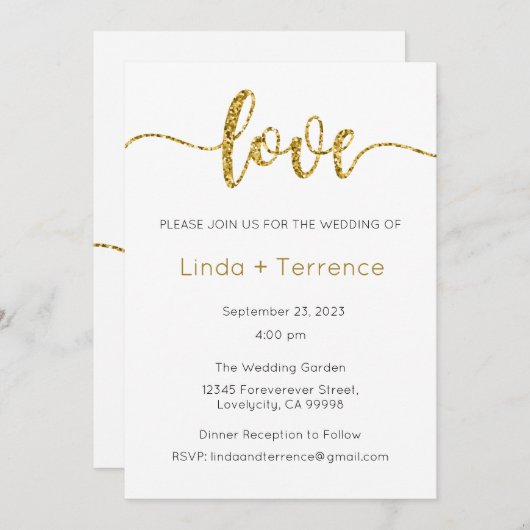 Bruiloft uitnodiging, bruiloft Briefpapier, hart Kaart (Voorkant / Achterkant)