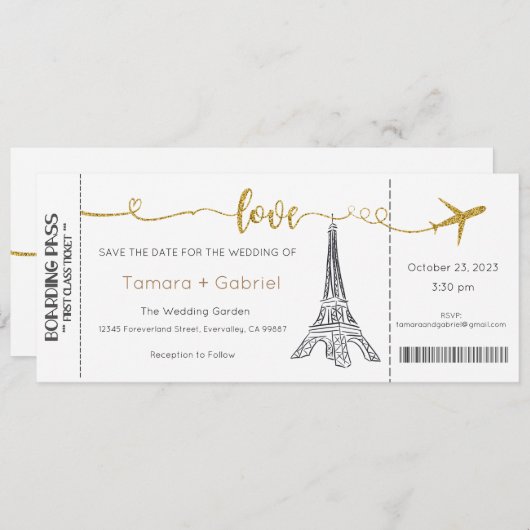 Bruiloft uitnodiging, bruiloft Briefpapier, liefde Kaart (Voorkant / Achterkant)