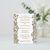 Bruiloft uitnodiging-bruine wervelingen en bloemen uitnodiging briefkaart (Staand voorkant)