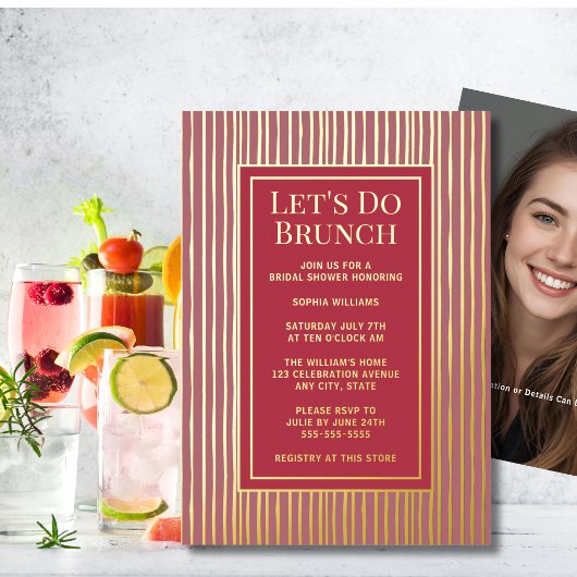 Bruiloft Uitnodiging Brunch Borrel Elegante Roos