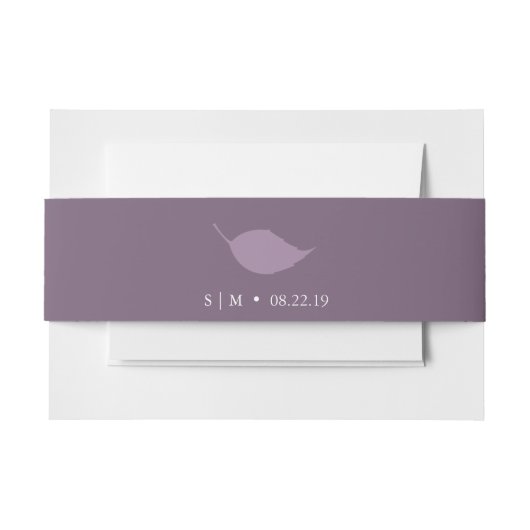 Bruiloft Uitnodiging Buik Bands Monogram Paarse Uitnodigingen Wikkel (Voorkant Voorbeeld)