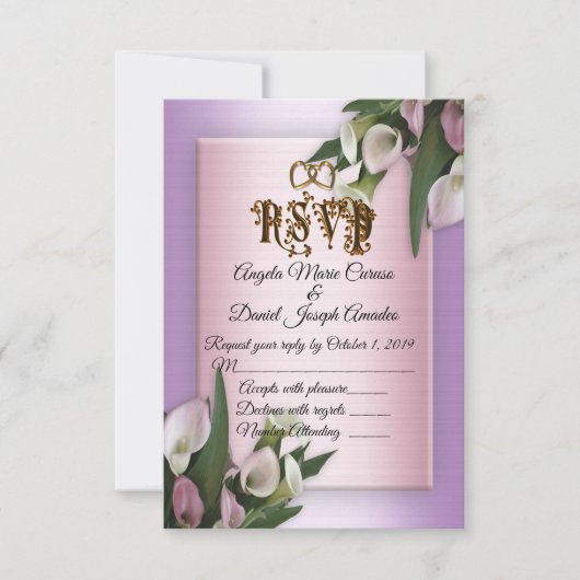 Bruiloft uitnodiging calla's RSVP (Voorkant)