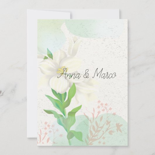 Bruiloft uitnodiging delicate bloemen (Voorkant)