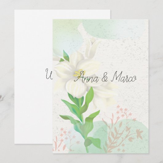 Bruiloft uitnodiging delicate bloemen (Voorkant / Achterkant)