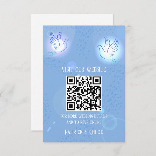 Bruiloft uitnodiging duif blauwe verlichting informatiekaartje (Voorkant / Achterkant)