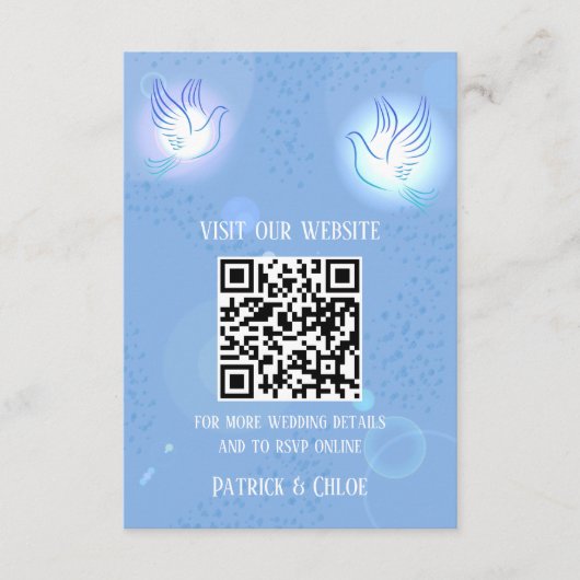 Bruiloft uitnodiging duif blauwe verlichting informatiekaartje (Voorkant)