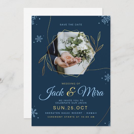 Bruiloft uitnodiging elegant (Voorkant / Achterkant)