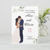 BRUILOFT UITNODIGING, ELEGANT EN EENVOUDIG KAART (Staand voorkant)
