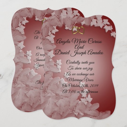 Bruiloft uitnodiging elegant met Ivy aangepaste kl (Voorkant / Achterkant)