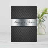 Bruiloft uitnodiging, Elegant Zwart en Zilver Kaart (Staand voorkant)