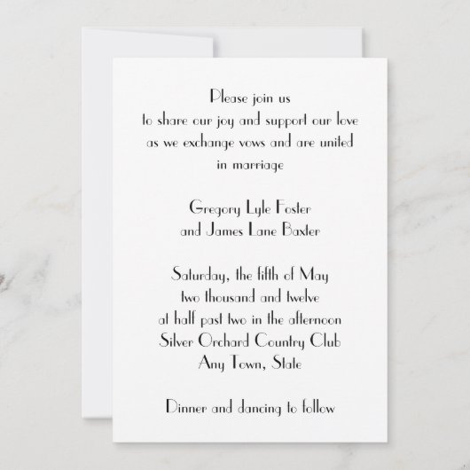 Bruiloft uitnodiging, Elegant Zwart en Zilver Kaart (Achterkant)