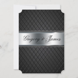 Bruiloft uitnodiging, Elegant Zwart en Zilver Kaart