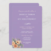 Bruiloft uitnodiging - Elegante bloemenlavendel (Voorkant / Achterkant)