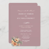 Bruiloft uitnodiging - Elegante bloesem blush roze (Voorkant / Achterkant)