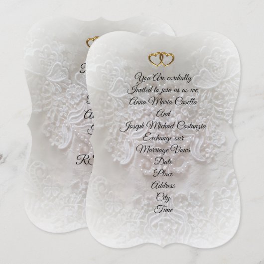 Bruiloft uitnodiging Elegante zachte focus kant (Voorkant / Achterkant)