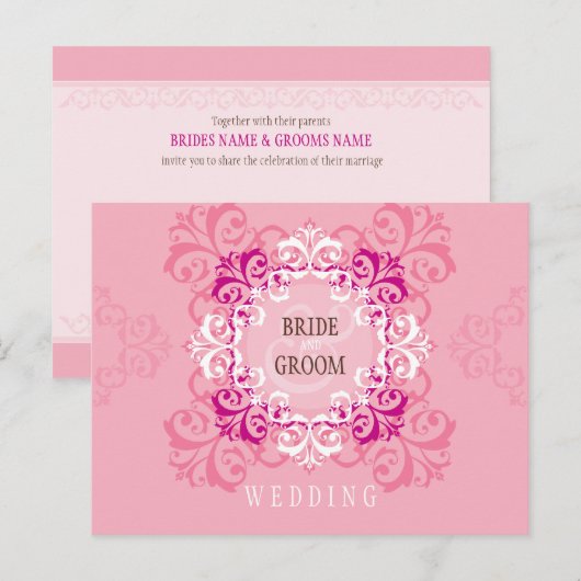 BRUILOFT UITNODIGING:: Embollish 2 Briefkaart (Voorkant / Achterkant)